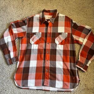 Birdwell Red, Brown & White Plaid Button-Down Shirt